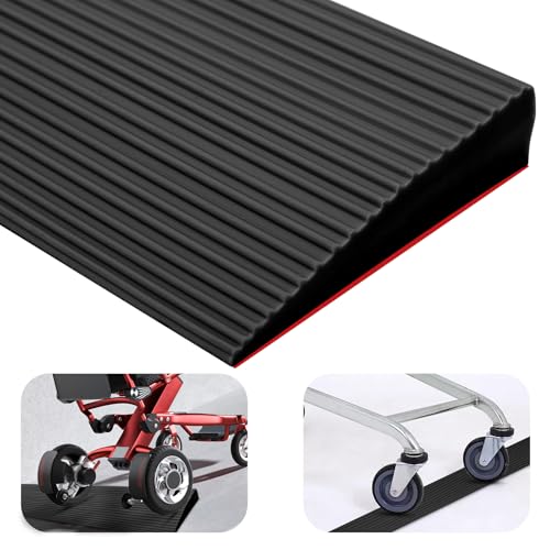 Türschwellenrampen, Schwellenrampe, PVC Rollstuhlrampe, rutschfeste Oberfläche, Gummirampe Auffahrrampe Schwellenrampe für Rollstuhl, Kinderwagen, Rollator oder e Scooter (Schwarz, 90X8X1.5CM) von MIUUIPI