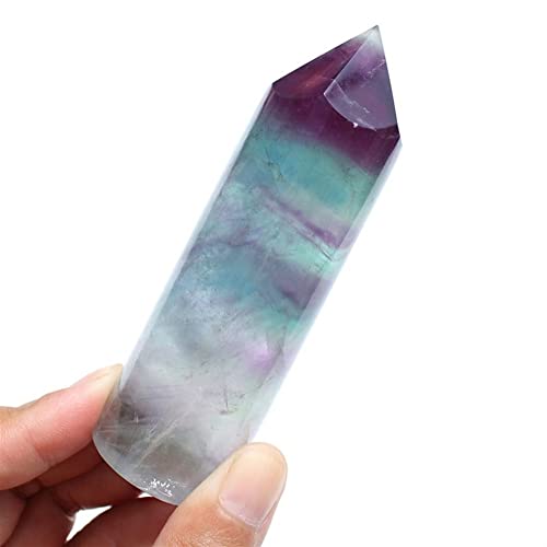 MIUXE Meditationsgeschenk Natürlicher Regenbogen-Fluorit-Kristallstein-Zauberstab-Punkt-Kristallturm ZAOQINIYIN (Size : 8-9cm) von MIUXE