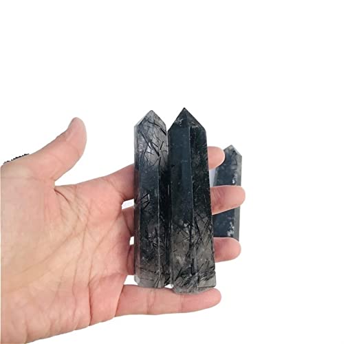 MIUXE Quarz-Dekoration, 1 Stück, natürlicher Kristallstein, schwarzer Haarstein, Kristallturm, kann for die Heimdekoration verwendet Werden ZAOQINIYIN (Size : 6-7CM) von MIUXE