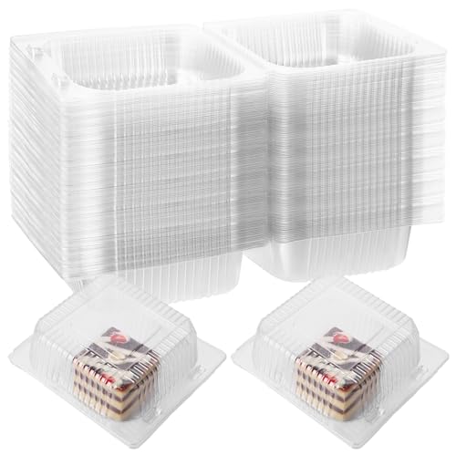 MIVIDE 100 Stück Cupcake-Boxen Transparente, 13.5 x 12 x 7.2 cm Individuelle Kuchenboxen Cupcake Box, Transparente Kuchenbehälter mit Deckeln für Große Muffins, Salat, Sandwiches, Pasta von MIVIDE