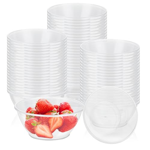 MIVIDE 100Stk Transparente Dessertschalen, 180ml Transparente Plastiksalatschüssel, Wiederverwendbare Servierschüssel für Mousse, Pudding, Dessert, Party von MIVIDE