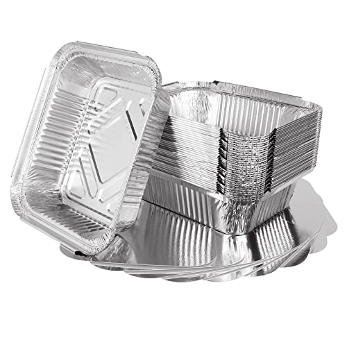 MIVIDE 125 Stück Grill Aluschalen mit Deckel, 600ml Alu Grillschalen, Einwegschalen aus Aluminium für Lebensmittel, zum Einfrieren, Kochen,Grillen von MIVIDE