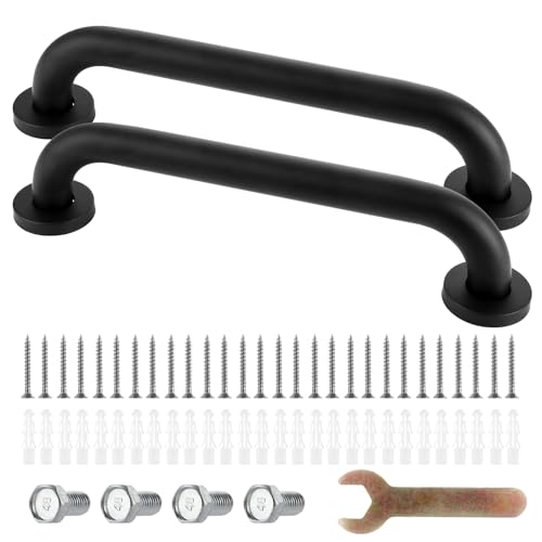 MIVIDE 2 Stück Haltegriff Edelstahl 30 cm, Badezimmer Haltegriff Schwarz, Haltegriffen Dusche Rostfreier Stahl, Badewannengriff für Badewanne Küche Schlafzimmer Dusche von MIVIDE