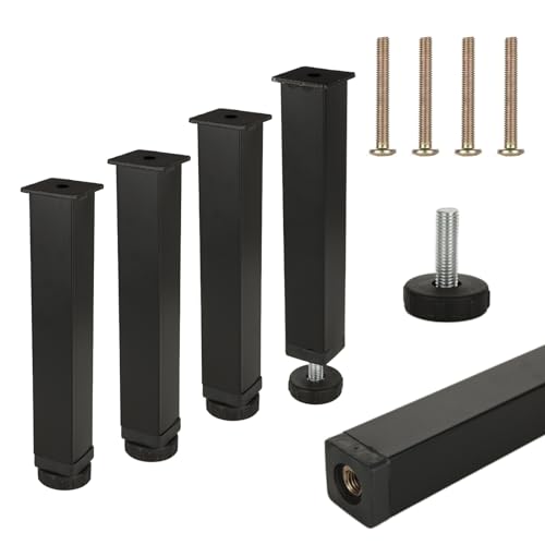 MIVIDE 4pcs Bettfuß, 20cm Lattenrost Füße, Schraubbettfuß aus Metall, verstellbare Füße für Lattenrost, Bett, Sofa, Schrank (Schwarz) von MIVIDE