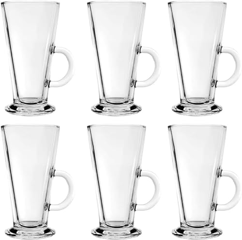 MIVIDE 6er Kaffeegläser mit Genkel, 250ml Kaffeetassen Glas, Kaffeegläser Set für Cappuccino, Tee, Kaffee von MIVIDE
