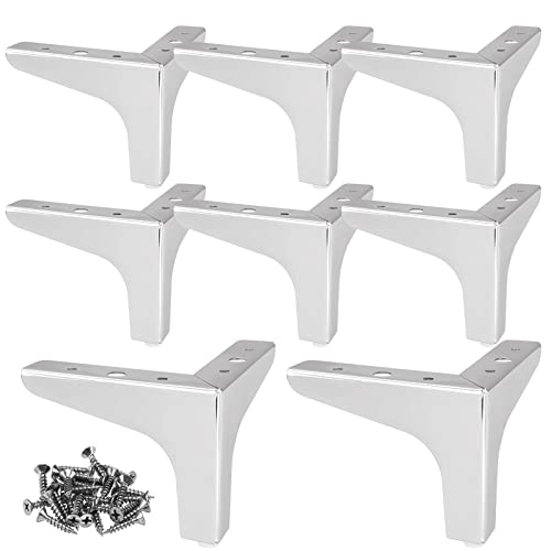 MIVIDE 8pcs Möbelfüße Metall Silber, 10cm Moderne Tischbeine aus Metall, Belastbarkeit bis 800kg, Dreieckige Silber Möbelfüße für Sofa, Tisch (Mit 40 Schrauben) von MIVIDE