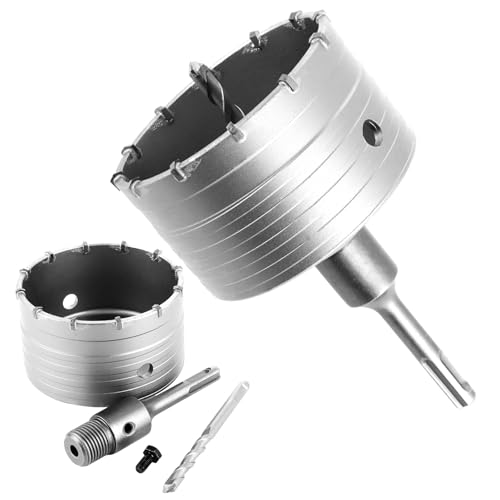 MIVIDE Bohrkrone 100 mm, Bohrkrone Set mit SDS plus Adapter 110mm und Zentrierbohrer, Hammerschlagfest Bohrkrone 100mm Beton für Mauerwerk Natursteine Sandsteine Kunststeine MIVIDE Bohrkrone 100 mm, Bohrkrone Set mit SDS plus Adapter 110mm und Zentrierbohrer, Hammerschlagfest Bohrkrone 100mm Beton für Mauerwerk Natursteine Sandsteine Kunststeine von MIVIDE