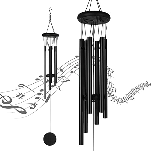 MIVIDE Windspiele, Windspiele für Draußen Hängend, Wind Chimes, Windspiele Metall für Draußen, Klangspiel, Heimdekoration, Geschenke (Schwarz) von MIVIDE