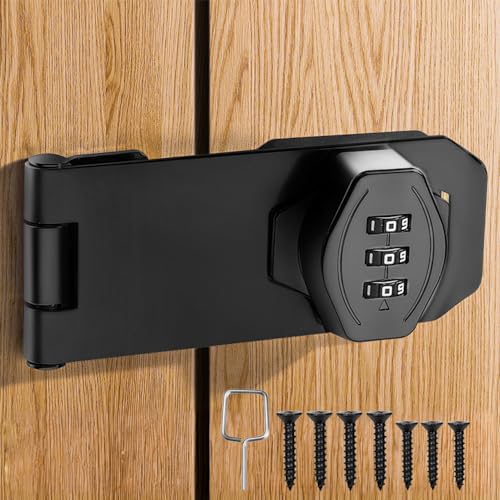 Cabinet Locks Hasp Latch, Password Hasp Locks Stainless Steel Safety Packlock Clasp Hasp Lock Latch, Rotary Door Lock Hasp with Screws for Cabinets, Barn Door, Bathroom, Outdoor, Garden (4 Inch) von MIVITOOM