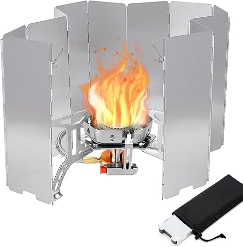 Campingküche Windschutz Faltbar mit 12 Teller, Aluminium Windschutz für Campingkocher, Gaskocher Outdoorkocher, Picknick, Gaskochern von MIVITOOM