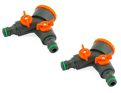 MIVOS 2 x 2-Wege-Verteiler für Wasserhähne mit 3/4" und 1" BSP Außengewinde - 2 Stück - Wasser 2 Fach Verteiler mit Absperrventilen für Gartenbewässerung MIVOS 2 x 2-Wege-Verteiler für Wasserhähne mit 3/4" und 1" BSP Außengewinde - 2 Stück - Wasser 2 Fach Verteiler mit Absperrventilen für Gartenbewässerung von MIVOS