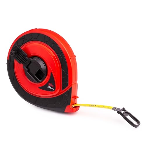 MIVOS Bandmaß 30m - Robustes Maßband - klappbare Kurbel - Rollmeter - Fiberglas - Schneller Bandeinzug - Gummierte, rutschfeste Einsätze - ABS-Kunststoffgehäuse MIVOS Bandmaß 30m - Robustes Maßband - klappbare Kurbel - Rollmeter - Fiberglas - Schneller Bandeinzug - Gummierte, rutschfeste Einsätze - ABS-Kunststoffgehäuse von MIVOS