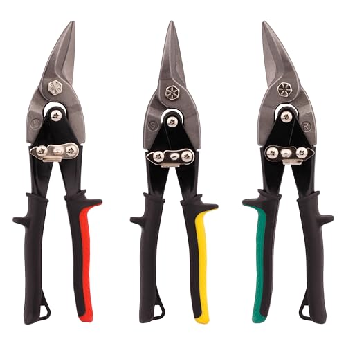 MIVOS Blechscheren 3er-Set - Linker, Rechter und Gerader Schnitt - Durchlaufschere aus Chrom-Vanadium-Stahl - Zum Schneiden von Blech, Aluminium, Leder, Plastik, Kupfer, Kunststoffplatten MIVOS Blechscheren 3er-Set - Linker, Rechter und Gerader Schnitt - Durchlaufschere aus Chrom-Vanadium-Stahl - Zum Schneiden von Blech, Aluminium, Leder, Plastik, Kupfer, Kunststoffplatten von MIVOS