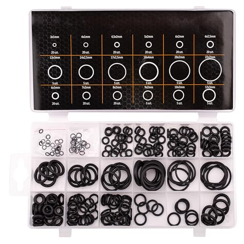 MIVOS Dichtungsringe Set - 225 Stück - ölbeständig - Dichtungen Ringe - O-Ring - 18 Verschiedene Sortiment - Reparatur-Kit - Industrie-, Bau- und Landmaschinen von MIVOS
