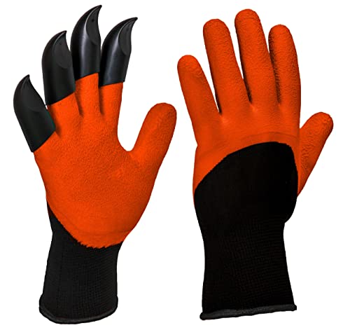 MIVOS Gartenhandschuhe mit 4 Krallen an der Rechten Hand - Wasserdichte Handschuhe für Gartenarbeit –– Arbeitshandschuhe für Frauen und Männer - Einheitsgröße - 1 Paar von MIVOS
