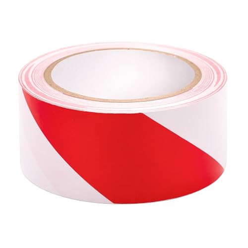MIVOS Gestreiftes Warnband 48mm x 25m - weiß und rot - Absperrband - Markierungsband zur Abgrenzung von Bereichen - Selbstklebendes Warnklebeband - Markierungs-Klebeband von MIVOS