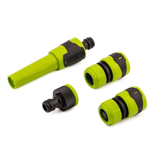 MIVOS Grundausstattung mit Anschlussteilen für 1/2 Zoll (13 mm) Schlauch - Bewässerungsset mit Spritzdüse Hahnanschluss Schlauchkupplung Wasserstop - Starter Spritz Satz für Bewässerung von MIVOS