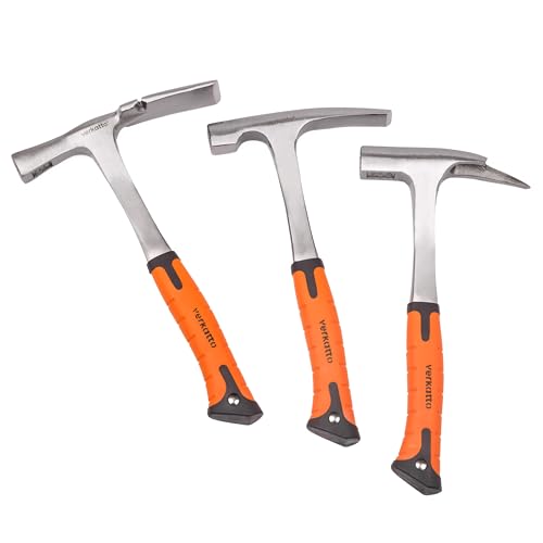 MIVOS Hämmer-Set 3-tlg - Latthammer - Maurerhammer - Ziegelhammer - 600 g Kopfgewicht - Ganzstahl Geschmiedet - Stahlhammer mit Anti-Vibration Griff - Zimmermannhammer - Werkstatthammer von MIVOS