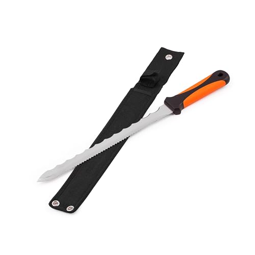 MIVOS Profi Dämmstoffmesser mit Edelstahl Scharfe Doppelklinge 280 mm - Doppelschneidig Dämmwolle Messer mit 28 cm Gezackter Klinge - Isoliermesser mit Messertasche - Styropormesser von MIVOS
