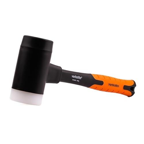 MIVOS Rückschlagfreier Schonhammer 1350g mit 2K Glasfaserstiel - Ø 65 mm - Pflastererhammer mit Doppelkopf aus Nylon und Gummi - Montagehammer mit wechselbarem Schlagkopf - Weiß Schwarz MIVOS Rückschlagfreier Schonhammer 1350g mit 2K Glasfaserstiel - Ø 65 mm - Pflastererhammer mit Doppelkopf aus Nylon und Gummi - Montagehammer mit wechselbarem Schlagkopf - Weiß Schwarz von MIVOS