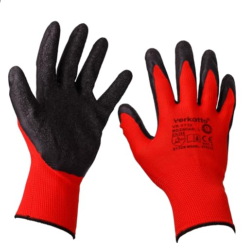 MIVOS Schutzhandschuhe 12 Paar - Größe 10 - Arbeitshandschuhe für Herren und Damen - Handschuhe mit optimaler Griffigkeit - Gartenhandschuhe aus Latex - Ideal für Privat & Gewerbe von MIVOS