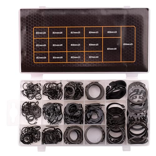 MIVOS Sicherungsringe Set - 300 Stück - Externe Haltering - Sprengringe Seegering Sortiment - Clip - Verschiedene Sortiment mit Durchmesser 10-30mm - Öffnungsring MIVOS Sicherungsringe Set - 300 Stück - Externe Haltering - Sprengringe Seegering Sortiment - Clip - Verschiedene Sortiment mit Durchmesser 10-30mm - Öffnungsring von MIVOS