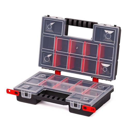 Mivos Doppelseitig Sortimentskasten 12” für Zubehör und Kleinteile - 2 seitig Sortimentsbox 287 x 186 x 100 mm - Schraubenbox mit 24 Fächer zur Aufbewahrung - Sortierkasten - Sortierbox Mivos Doppelseitig Sortimentskasten 12” für Zubehör und Kleinteile - 2 seitig Sortimentsbox 287 x 186 x 100 mm - Schraubenbox mit 24 Fächer zur Aufbewahrung - Sortierkasten - Sortierbox von MIVOS