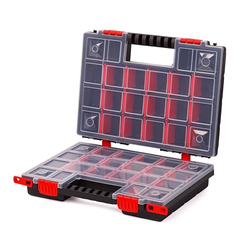 Mivos Doppelseitig Sortimentskasten 344 x 249 x 100 mm - 2 seitig Sortimentsbox für Zubehör und Kleinteile - Schraubenbox mit 40 Verstellbare Fächer - Sortierkasten - Sortierbox Mivos Doppelseitig Sortimentskasten 344 x 249 x 100 mm - 2 seitig Sortimentsbox für Zubehör und Kleinteile - Schraubenbox mit 40 Verstellbare Fächer - Sortierkasten - Sortierbox von MIVOS