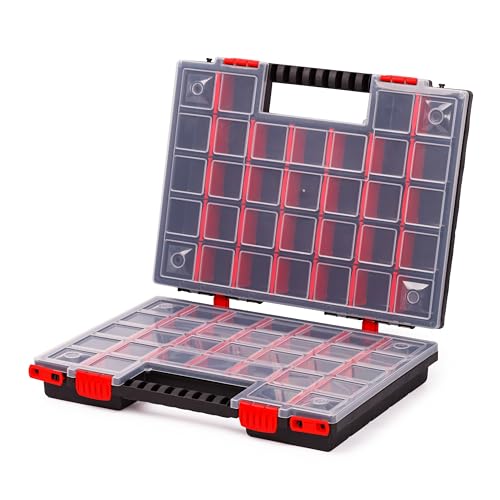 Mivos Doppelseitig Sortimentskasten 399 x 303 x 100 mm - 2 Seitig Sortierkasten mit 64 Verstellbare Fächer - Schraubenbox - Zubehörbox - Stabiler Werkzeugbox für Werkstatt - Made in EU Mivos Doppelseitig Sortimentskasten 399 x 303 x 100 mm - 2 Seitig Sortierkasten mit 64 Verstellbare Fächer - Schraubenbox - Zubehörbox - Stabiler Werkzeugbox für Werkstatt - Made in EU von MIVOS