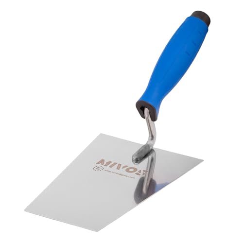 Mivos Edelstahl Trapez Maurerkelle 180 x 80 mm - Rostfreie Trapezkelle 180 mm mit Gummigriff - Stuckateur Kelle für Mauerwerk - Trapez Putzkelle Made in EU von MIVOS