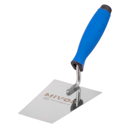 Mivos Edelstahl Trapezkelle 140 x 70 mm - Rostfreie Maurerkelle 140mm mit Gummigriff - Stuckateur Kelle für Mauererarbeiten - Trapez Glättekelle Made in EU von MIVOS