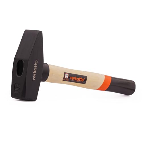 Mivos Schlosserhammer 2000g mit Holzstiel - Ingenieurhammer mit Geschmiedeter Stahlkopf - 2000g Kopfgewicht - Montagehammer mit Robuster Stiel aus Holz - Werkstatthammer - DIN 1041 von MIVOS
