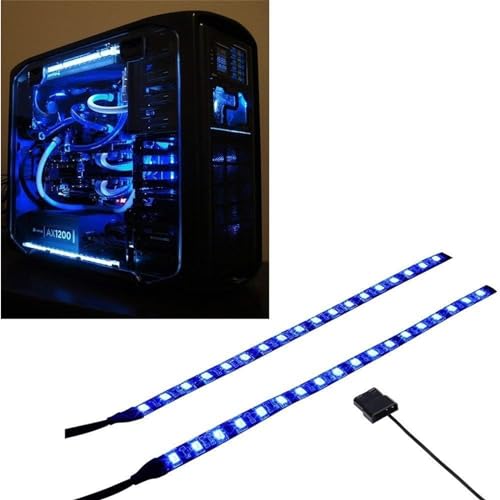 DS Blau LED-Streifen Computer Beleuchtung, Magnet Lighting, Molex-Anschluss, 2 Stück LED-Leiste für PC-Gehäuse-Beleuchtungsset (30 CM) von MIWATT