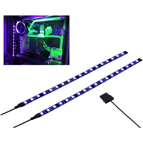 DS Lila UV LED-Streifen Computer Beleuchtung, Magnet Lighting, Molex Anschluss, 2 Stück LED Leiste für PC Gehäuse Beleuchtungsset (30 CM) von MIWATT