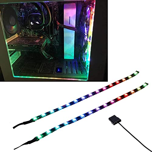 DS Regenbogen LED-Streifen LED-Streifen Computer Beleuchtung, Magnet Lichtleiste, Molex-Anschluss, 2 Stück LED-Leiste für PC-Gehäuse-Beleuchtungsset (30 cm) von MIWATT