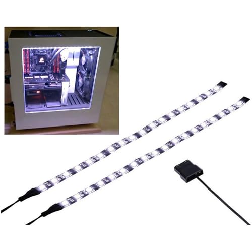 DS Weiß LED-Streifen LED-Streifen Computer Beleuchtung, Magnet Lichtleiste, Molex-Anschluss, 2 Stück LED-Leiste für PC-Gehäuse-Beleuchtungsset (30 cm) von MIWATT