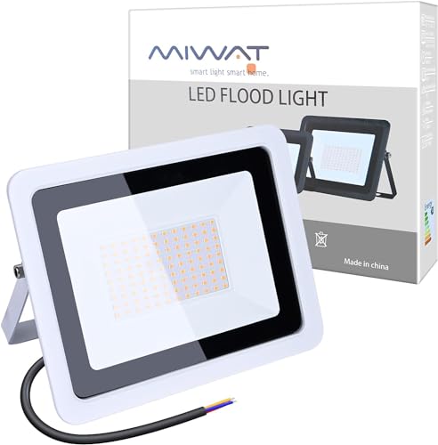 MIWATT 100W LED Strahler 7200LM Außenleuchte Superhell LED Fluter Außenstrahler Flutlicht IP68 Flutlichtstrahler Scheinwerfer Warmweiß Licht für Garten Garage… von MIWATT