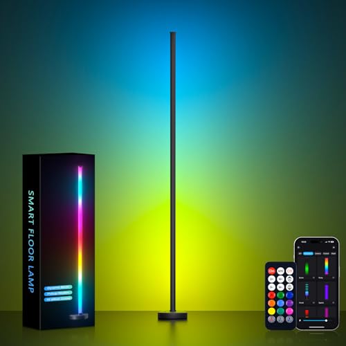 MIWATT LED Stehlampe, RGBWW LED Stehlampe mit App & Controller Steuerung, Musik Synic Atmosphere Tall Lamp mit Geschwindigkeit & Helligkeit einstellbar für Restaurant Cafe Shop Gang Hof Garten von MIWATT