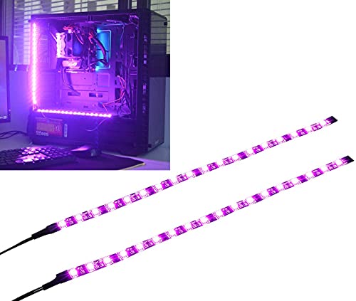 MIWATT LED-Streifen Computerbeleuchtung mit Magnet-, Molex-Anschluss, 2 Stück LED-Leiste für PC-Gehäuse-Beleuchtungsset (30 cm, 18 LEDs, pink) von MIWATT