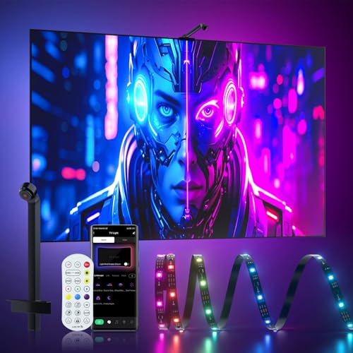MIWATT 3.8M TV LED Hintergrundbeleuchtung mit AR Sensor für 43-60 Zoll PC, TV Monitor, Smart TV Leuchten hinter diesem Sync mit Bildschirm, kompatibel mit App Music Sync, für Gaming Room von MIWATT