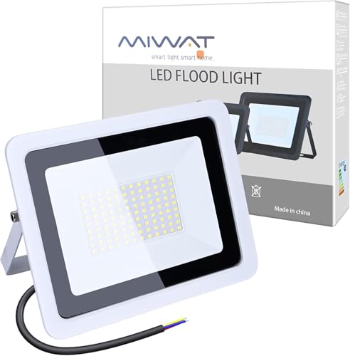 MIWATT 100W LED Strahler 7200LM Außenleuchte Superhell LED Fluter Außenstrahler Flutlicht IP68 Flutlichtstrahler Scheinwerfer Kaltweiß Licht für Garten, Garage von MIWATT
