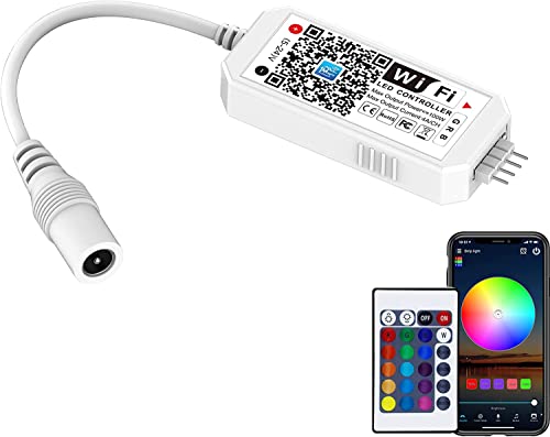 MIWATT W-LAN wifi Dimmbar Led Streifen und Y-Adapter 4-Pin-Controller，App gesteuert arbeite mit Alexa, Android/IOS System Stimmenkontrolle,Dimmbar, Timing Funktion，Musiksteuerung (WIFI Controller) von MIWATT
