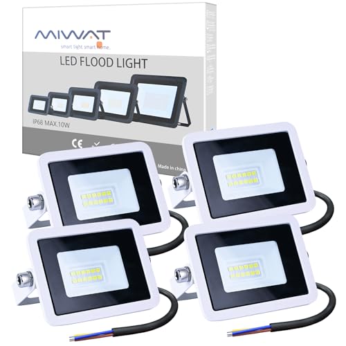 MWIATT 4Pack10W LED Strahler Außen, Superhell 900LM LED Fluter, IP66 Wasserdicht Flutlicht Außenstrahler, Flutlichtstrahler für Hof Garten Garage Sportplatz… MWIATT 4Pack10W LED Strahler Außen, Superhell 900LM LED Fluter, IP66 Wasserdicht Flutlicht Außenstrahler, Flutlichtstrahler für Hof Garten Garage Sportplatz… von MIWATT