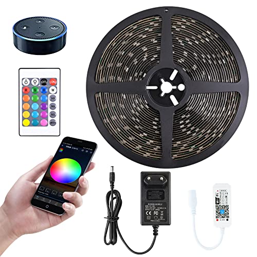 MIWATT 10M wasserdichter, 24 Tasten WiFi Controller Lichtstreifen, mobile Fernbedienung, Music Mode Sync Light, 5050 Perlen, Unterstützung für Android, Apple von MIWATT