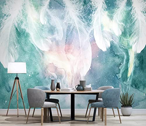 Fototapete 3D Effekt Grüne Tintenfeder Tapete Vlies Wand Wandbilder Wohnzimmer Schlafzimmer Tapeten Wanddeko 350x256cm von MIWEI Wallpaper