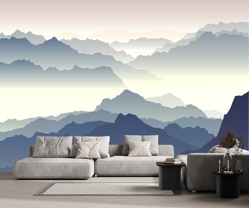 Fototapete 3D Effekt Tapete Abstrakte Berg Retro Tapeten Vliestapete Wandbilder Schlafzimmer Wanddeko Wohnzimmer -MW252079-250cmx175cm von MIWEI Wallpaper