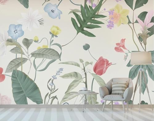 Fototapete 3D Effekt Tapete Aquarellpflanzen Blumen 400x280cm Tapeten Vliestapete Wandbilder Schlafzimmer Wanddeko Kinderzimmer Wohnzimmer -MIWEI Wallpaper-ZXY-11627 von MIWEI Wallpaper