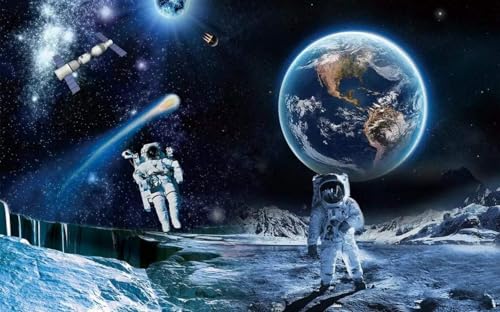 Fototapete 3D Effekt Tapete Astronaut Galaxie Erde 400x255cm Tapeten Vliestapete Wandbilder Schlafzimmer Wanddeko Kinderzimmer Wohnzimmer -MIWEI Wallpaper-ZXY-07135 von MIWEI Wallpaper