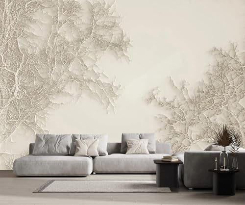 Fototapete 3D Effekt Tapete Beige Zweige Vintage Tapeten Vliestapete Wandbilder Schlafzimmer Wanddeko Wohnzimmer -MW255026-380cmx260cm von MIWEI Wallpaper