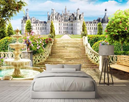 Fototapete 3D Effekt Tapete Garten Schloss 200x140cm Tapeten Vliestapete Wandbilder Schlafzimmer Wanddeko Kinderzimmer Wohnzimmer -MIWEI Wallpaper-ZXY-04358 von MIWEI Wallpaper